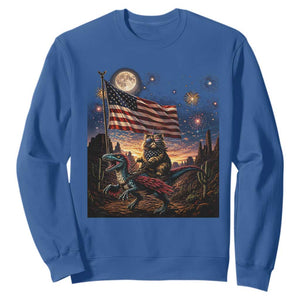 Funny Princess Cat On Dinosaur Patriotic Freedom Gift Sweatshirt