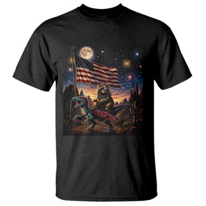 Funny Princess Cat On Dinosaur Patriotic Freedom Gift T Shirt