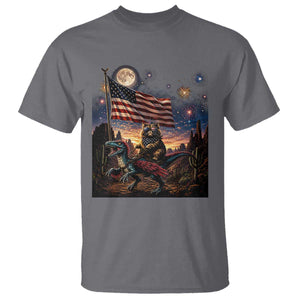 Funny Princess Cat On Dinosaur Patriotic Freedom Gift T Shirt