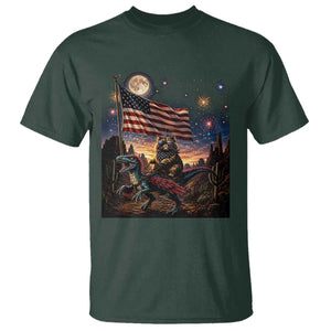 Funny Princess Cat On Dinosaur Patriotic Freedom Gift T Shirt