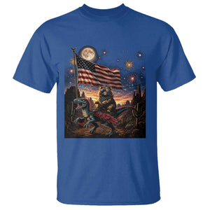 Funny Princess Cat On Dinosaur Patriotic Freedom Gift T Shirt