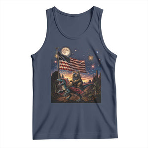 Funny Princess Cat On Dinosaur Patriotic Freedom Gift Tank Top