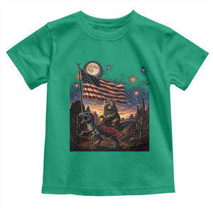 Funny Princess Cat On Dinosaur Patriotic Freedom Gift Toddler T Shirt