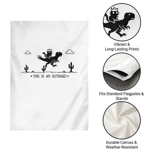 Funny Cat Riding Dinosaur Pixel Retro Garden Flag This Is An Outrage