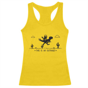 Funny Cat Riding Dinosaur Pixel Retro Racerback Tank Top This Is An Outrage