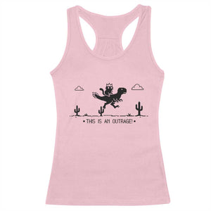 Funny Cat Riding Dinosaur Pixel Retro Racerback Tank Top This Is An Outrage