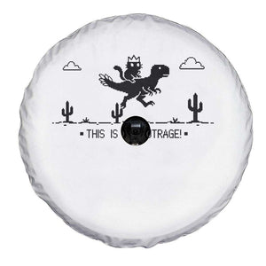 Funny Cat Riding Dinosaur Pixel Retro Spare Tire Cover This Is An Outrage