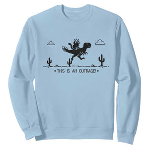 Funny Cat Riding Dinosaur Pixel Retro Sweatshirt This Is An Outrage