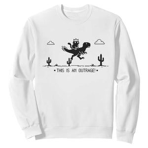 Funny Cat Riding Dinosaur Pixel Retro Sweatshirt This Is An Outrage