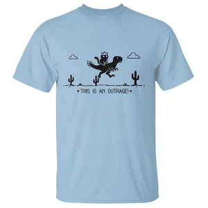 Funny Cat Riding Dinosaur Pixel Retro T Shirt This Is An Outrage