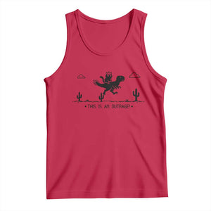 Funny Cat Riding Dinosaur Pixel Retro Tank Top This Is An Outrage