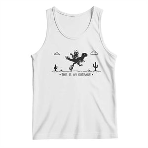 Funny Cat Riding Dinosaur Pixel Retro Tank Top This Is An Outrage