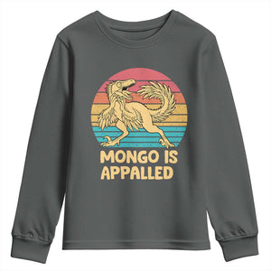 Mongo Is Appalled Youth Sweatshirt Funny Dinosaur Gamer Book Lover Retro Gift
