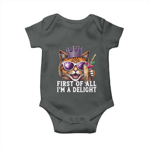 First Of All Im A Delight Princess Cat Quote Baby Onesie Sci-Fi Book Lover Gift TS12 Dark Heather Print Your Wear
