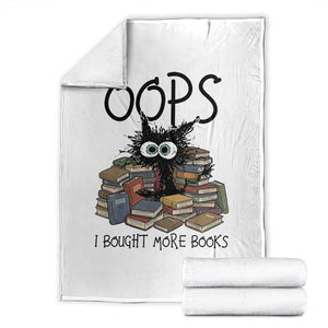 Funny Black Cat Bookworm Gift Throw Blanket Oops I Bought More Books