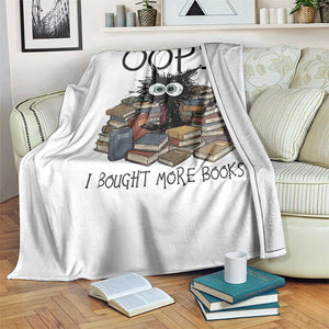 Funny Black Cat Bookworm Gift Throw Blanket Oops I Bought More Books