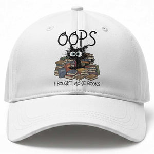Funny Black Cat Bookworm Gift Baseball Cap Oops I Bought More Books