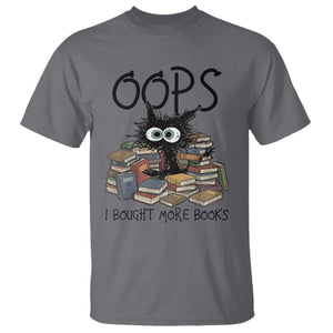 Funny Black Cat Bookworm Gift T Shirt Oops I Bought More Books