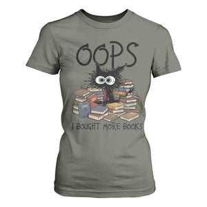 Funny Black Cat Bookworm Gift T Shirt For Women Oops I Bought More Books
