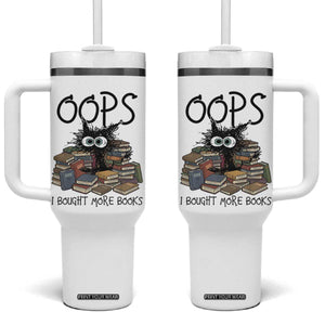 Funny Black Cat Bookworm Gift Tumbler With Handle Oops I Bought More Books
