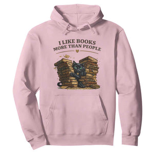 Funny Black Cat Bookworm Quote Hoodie I Like Books More Than People