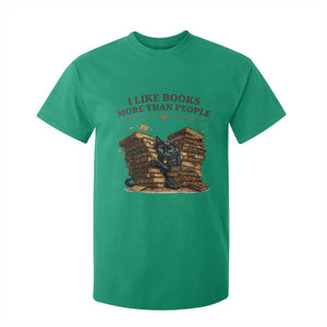 Funny Black Cat Bookworm Quote T Shirt For Kid I Like Books More Than People