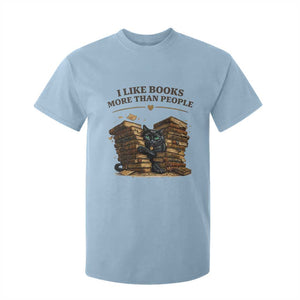 Funny Black Cat Bookworm Quote T Shirt For Kid I Like Books More Than People