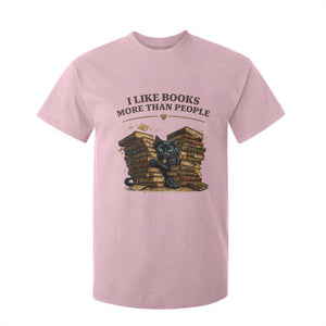 Funny Black Cat Bookworm Quote T Shirt For Kid I Like Books More Than People