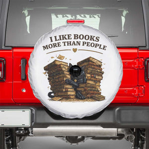 Funny Black Cat Bookworm Quote Spare Tire Cover I Like Books More Than People