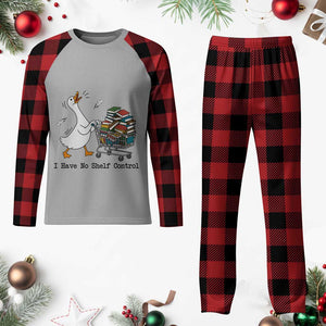Funny Goose Book Lover Plaid Pajama Set I Have No Shelf Control