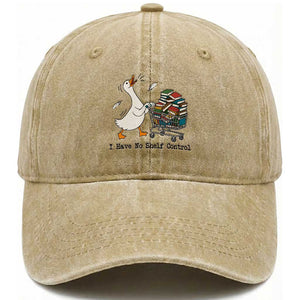 Funny Goose Book Lover Washed Cotton Baseball Cap I Have No Shelf Control