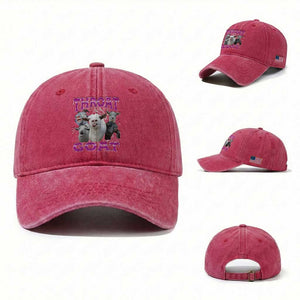 Funny Dirty Humor Washed Cotton Baseball Cap Throat Goat TS12 Washed Cap Universal Fit Red Print Your Wear