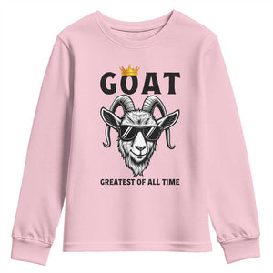 Goat Lover Gift Youth Sweatshirt Funny Motivational Quote Be The G O A T TS12 Light Pink Print Your Wear