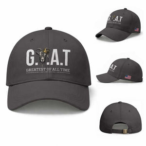 Funny Goat Lover Baseball Cap Motivational Quote Crowned G O A T Style TS12 Baseball Cap Universal Fit Dark Gray Print Your Wear