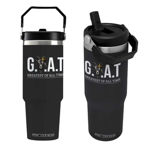 Funny Goat Lover Flip Straw Tumbler Motivational Quote Crowned G O A T Style TS12 One Size: 30 oz Black Print Your Wear