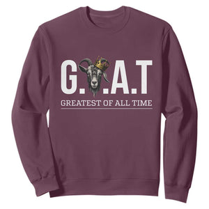 Funny Goat Lover Sweatshirt Motivational Quote Crowned G O A T Style TS12 Maroon Print Your Wear
