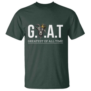 Funny Goat Lover T Shirt Motivational Quote Crowned G O A T Style TS12 Dark Forest Green Print Your Wear