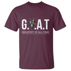 Funny Goat Lover T Shirt Motivational Quote Crowned G O A T Style TS12 Maroon Print Your Wear