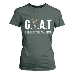 Funny Goat Lover T Shirt For Women Motivational Quote Crowned G O A T Style TS12 Dark Forest Green Print Your Wear