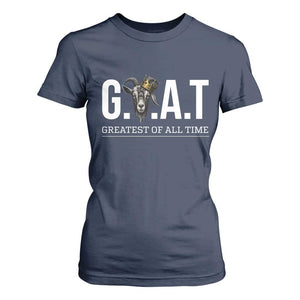 Funny Goat Lover T Shirt For Women Motivational Quote Crowned G O A T Style TS12 Navy Print Your Wear