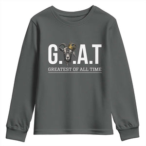 Funny Goat Lover Youth Sweatshirt Motivational Quote Crowned G O A T Style TS12 Dark Heather Print Your Wear