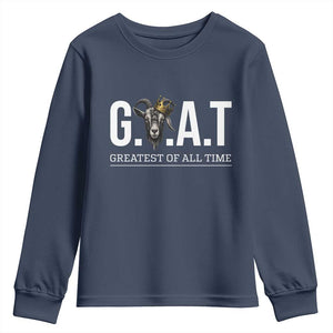 Funny Goat Lover Youth Sweatshirt Motivational Quote Crowned G O A T Style TS12 Navy Print Your Wear