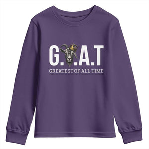 Funny Goat Lover Youth Sweatshirt Motivational Quote Crowned G O A T Style TS12 Purple Print Your Wear