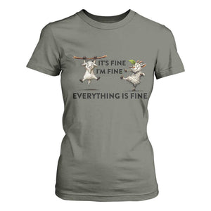 It Is Fine I Am Fine Everything Is Fine T Shirt For Women Funny Goat Lover Gift TS12 Military Green Print Your Wear