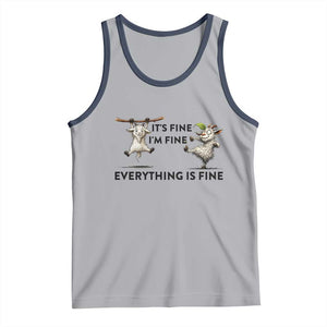 It Is Fine I Am Fine Everything Is Fine Tank Top Funny Goat Lover Gift TS12 Athletic Heather Navy Print Your Wear