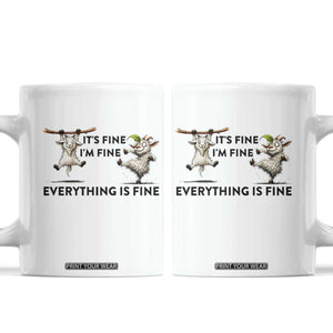 It Is Fine I Am Fine Everything Is Fine Coffee Mug Funny Goat Lover Gift TS12 White Print Your Wear