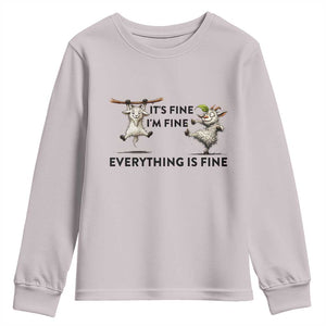 It Is Fine I Am Fine Everything Is Fine Youth Sweatshirt Funny Goat Lover Gift TS12 Ice Gray Print Your Wear