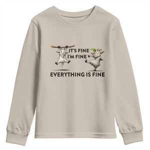 It Is Fine I Am Fine Everything Is Fine Youth Sweatshirt Funny Goat Lover Gift TS12 Sand Print Your Wear