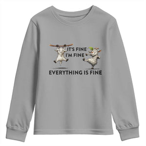 It Is Fine I Am Fine Everything Is Fine Youth Sweatshirt Funny Goat Lover Gift TS12 Sport Gray Print Your Wear