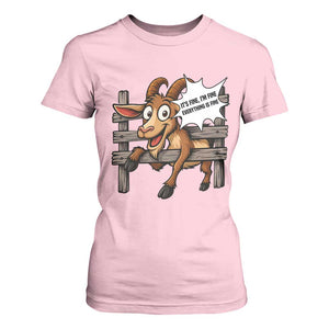 Funny Goat T Shirt For Women It Is Fine I Am Fine Everything Is Fine TS12 Light Pink Print Your Wear